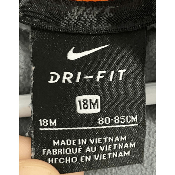 Nike Dri-Fit Camo Zip Up Sweatshirt Baby Infant 18m Black Gray Neon Orange - Picture 5 of 9